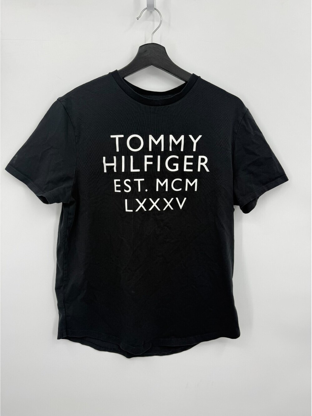 Tommy Hilfiger Mens T-Shirt Black EST. MCM LXXXV Short Sleeve 78F2441 Medium